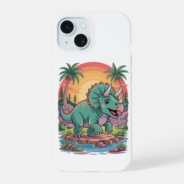 Coque iPhone 15 Triceratops triomphe (Verso)