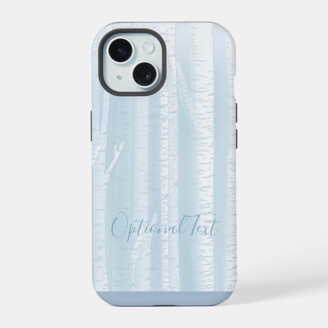 Coque iPhone 15 Troncs d'arbres de bouleau  (Verso)