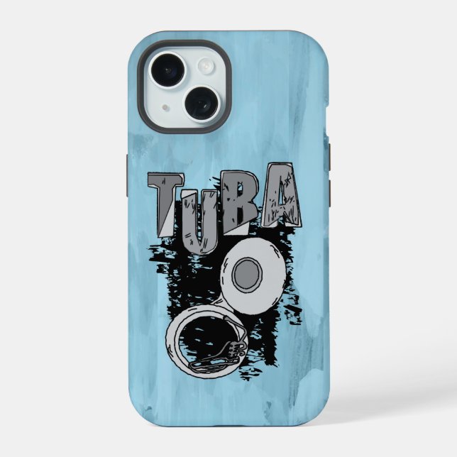 Coque iPhone 15 Tuba et texte (Verso)