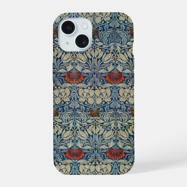 Coque iPhone 15 Tulip et Rose Date, Design 1876 William Morris (Verso)