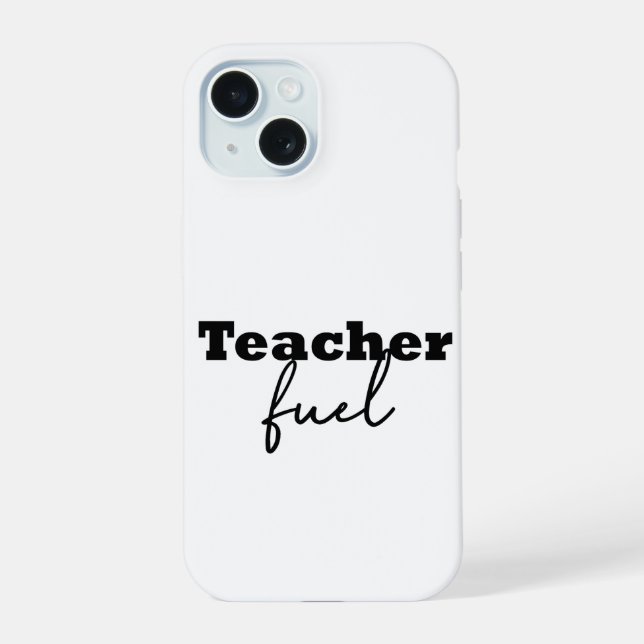 Coque iPhone 15 Typographie carburant pour enseignant (Verso)