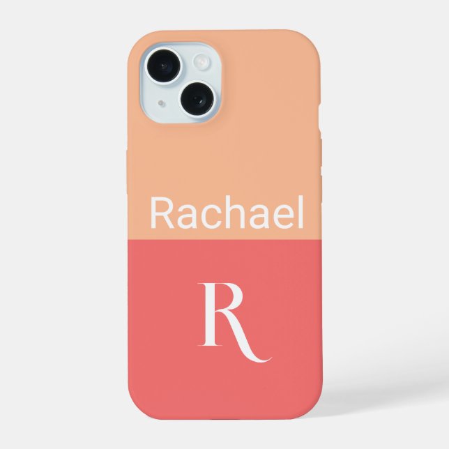 Coque iPhone 15 Typographie simple du nom du monogramme (Verso)