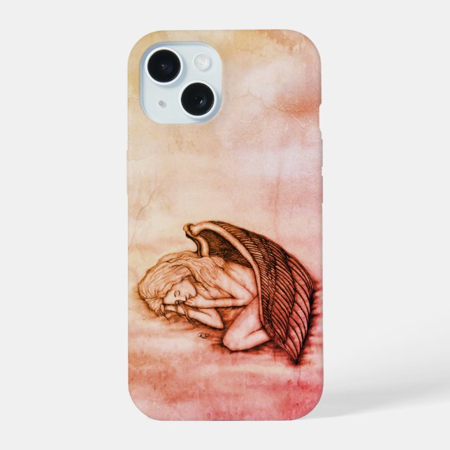 Coque iPhone 15 Un Ange endormi sur les nuages des cieux (Verso)
