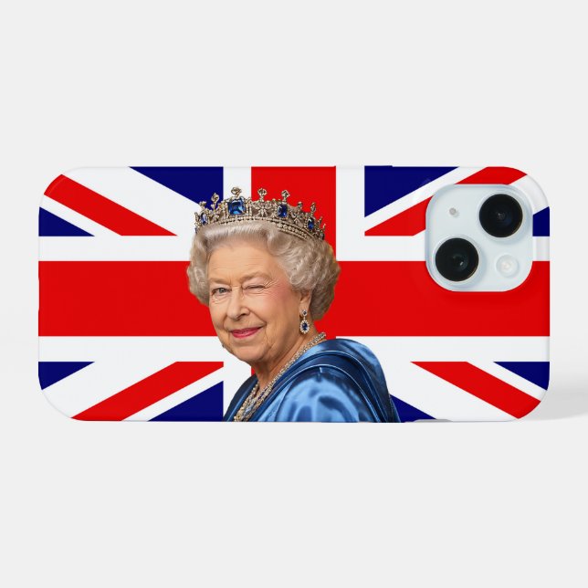 Coque iPhone 15 Un clin d'œil royal n° 2 Drapeau britannique (Verso Horizontal)