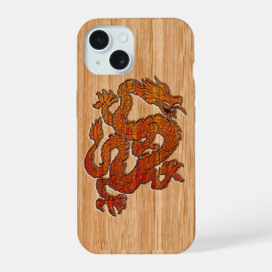 Coque iPhone 15 Un dragon oriental en bambou
