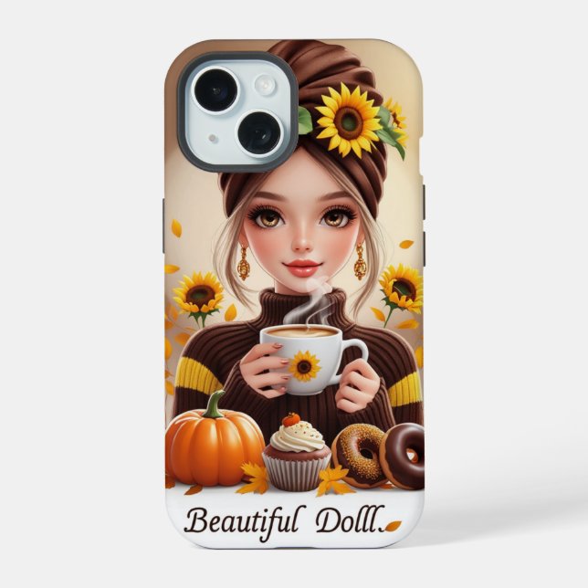 Coque iPhone 15 Un étui de téléphone avec une illustration de styl (Verso)