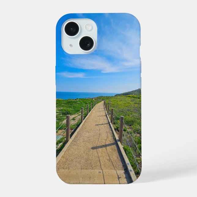 Coque iPhone 15 un long chemin sinueux à Point Dume (Verso)