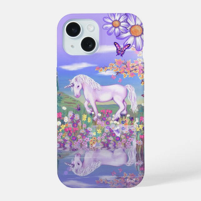 Coque iPhone 15 Un paradis mauve (Verso)