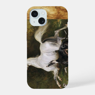Coque iPhone 15 Un Stallion Arabe Gris Qui S'Est Lancé Avec Des Ch