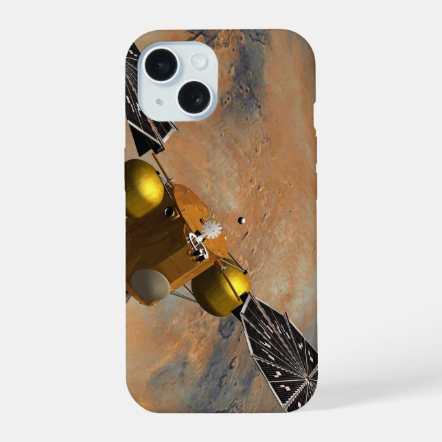 Coque iPhone 15 Un vaisseau spatial en orbite autour de Mars. (Verso)