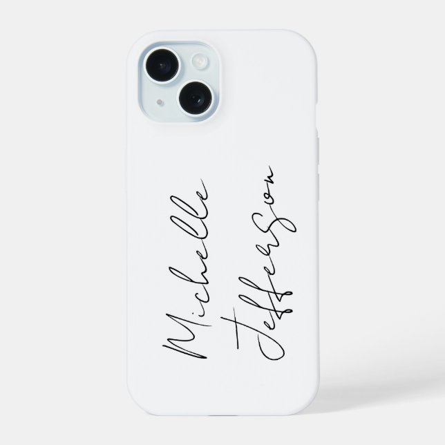 Coque iPhone 15 Unique Stylish Moderne Calligraphie Plain (Verso)