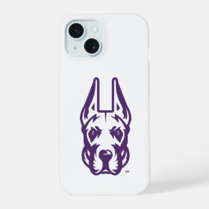 Coque iPhone 15 Université d'Albany Chef de la mascotte Great Dane