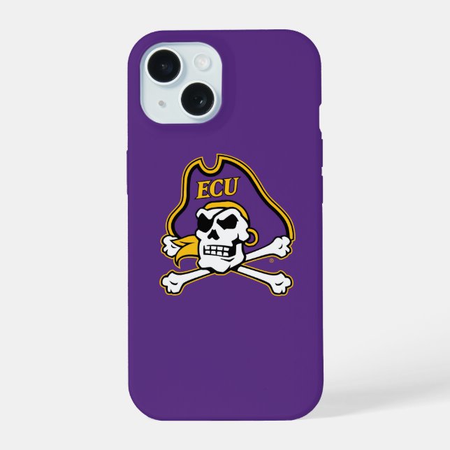 Coque iPhone 15 Université de Caroline de l'Est | Pirates écus (Verso)