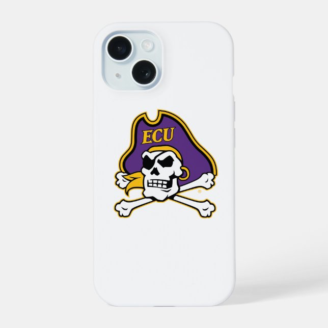Coque iPhone 15 Université de Caroline de l'Est | Pirates écus (Verso)