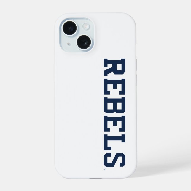 Coque iPhone 15 Université du Mississippi | Marque verbale Rebels (Verso)