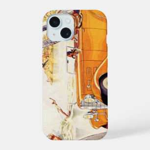 Coque iPhone 15 Vacances vintage en voiture convertible