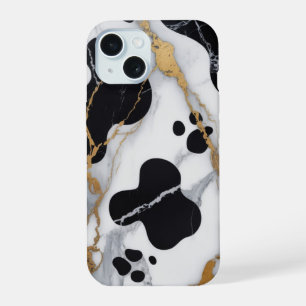 Coque iPhone 15 Vache en marbre doré