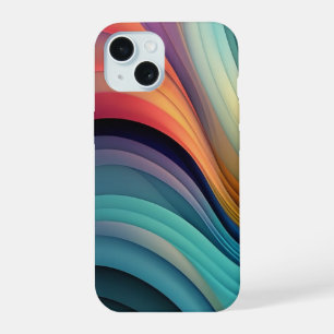 Coque iPhone 15 Vague Abstrait de Vague Arc-en-ciel