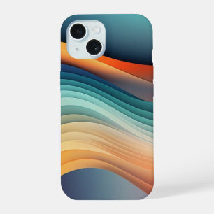 Coque iPhone 15 Vague Abstrait de Vague Arc-en-ciel Moderne