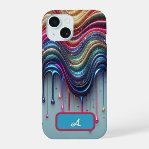 Coque iPhone 15 Vague de couleurs arc-en-ciel