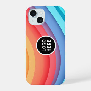 Coque iPhone 15 Vagues arc-en-ciel Abstraites avec votre logo