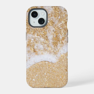 Coque iPhone 15 Vagues de mer sur plage de sable,