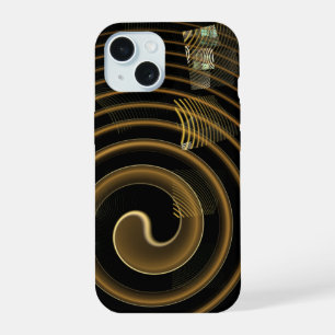 Coque iPhone 15 Vagues dorées hypnotiques Art abstrait moderne