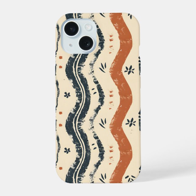 Coque iPhone 15 Vagues rustiques (Verso)