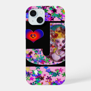COQUE iPhone 15 VALENTINE VENETIAN MASQUERADE MONOGRAMME LETTRE J