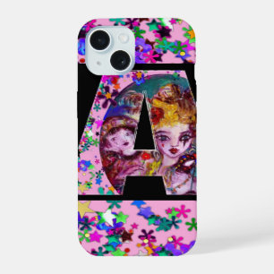 COQUE iPhone 15 VALENTINE VENETIEN MASQUERADE MONOGRAMME LETTRE A