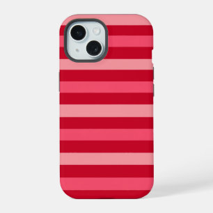 Coque iPhone 15 Valentines rayures rouge et rose