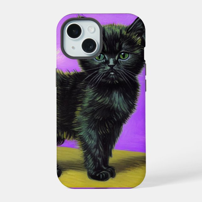 Coque iPhone 15 Van Gogh Style Cat (Verso)