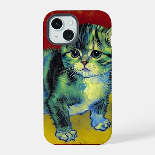 Coque iPhone 15 Van Gogh Tabby Cat (Verso)
