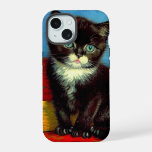 Coque iPhone 15 Van Gogh Tuxedo Cat