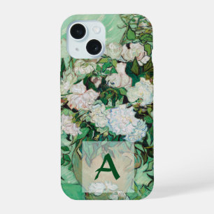 Coque iPhone 15 Vase Van Gogh avec Roses Roses Art Monogramme Vint