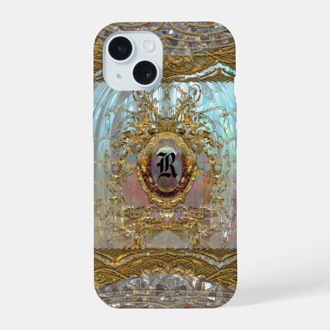 Coque iPhone 15 Veraspeece Merci Monogramme baroque (Verso)