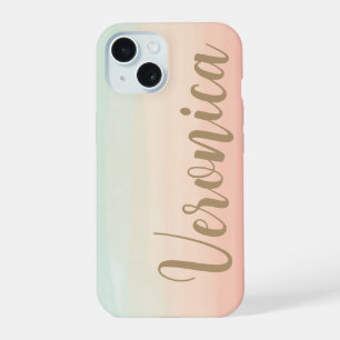 Coque iPhone 15 Verre de mer pastel aquarelle pêche personnalisé