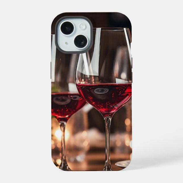 Coque iPhone 15 Verre de vin amusant (Verso)
