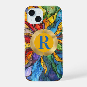 Coque iPhone 15 Verre solaire céleste Monogramme