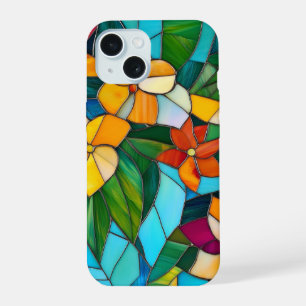 Coque iPhone 15 Verre Tiré Floral Nature Art Téléphone Case Cadeau