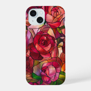 Coque iPhone 15 Verre Trait Rose Jardin Art Pour Les Amateurs De N
