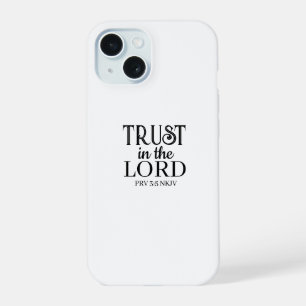 Coque iPhone 15 Verset biblique Confiance dans le Seigneur Noir et