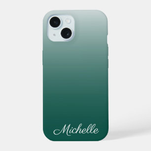 Coque iPhone 15 Vert dégradé foncé personnalisé