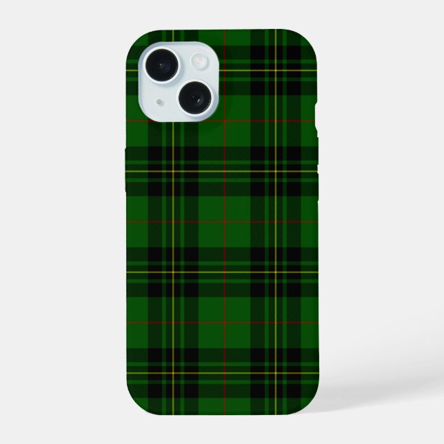 Coque iPhone 15 vert écossais Forbes noir (Verso)