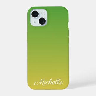 Coque iPhone 15 Vert et jaune foncé personnalisé