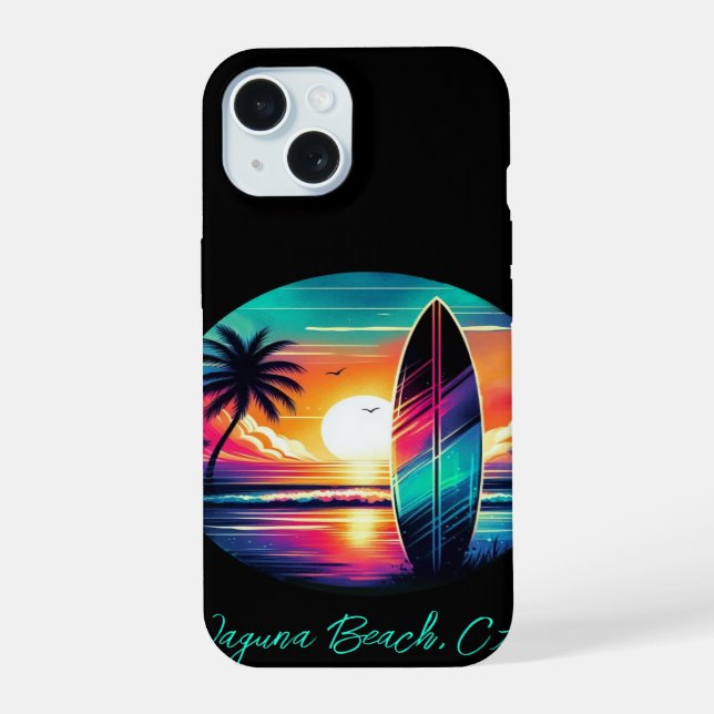 Coque iPhone 15 Vibes de fond de soleil (Verso)