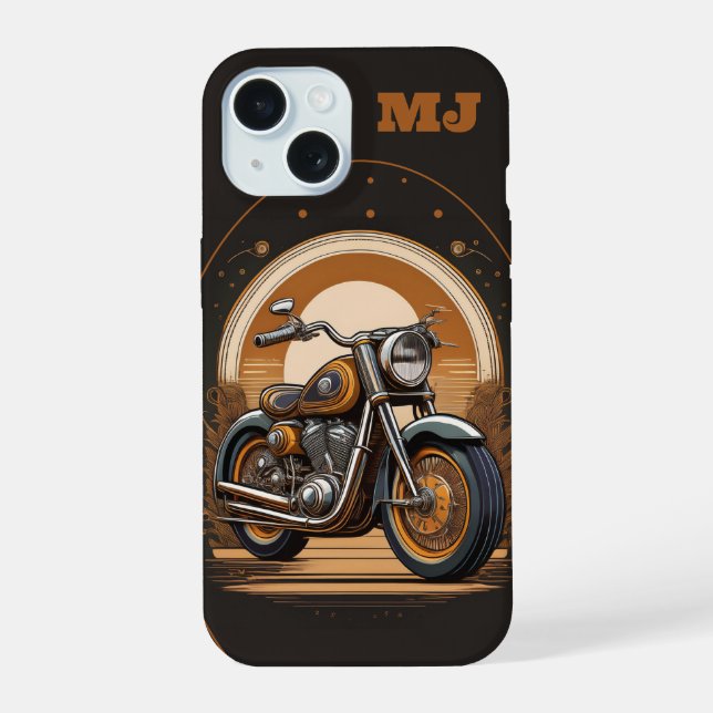 Coque iPhone 15 Vibes de moto rétro : Personnalisées (Verso)