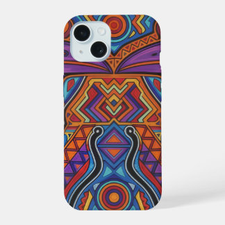 Coque iPhone 15 Vibrant Huichol Animal Spirit Phone Case