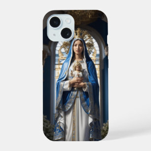 Coque iPhone 15 Vierge Marie et Enfant Jésus