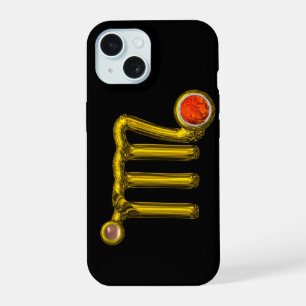 Coque iPhone 15 VIERGE / OR AGATE ZODIAC Signe bijou doré, gris or